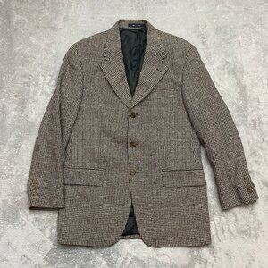 VTG Mens Chaps Ralph Lauren Houndstooth Silk Wool Blazer Made in Canada Size 40R
